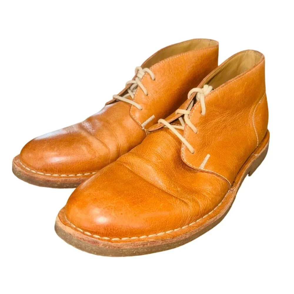 Cole Haan Glenn Cognac Leather Chukka Boots Amber Tan 8 Luxury Office City Money
